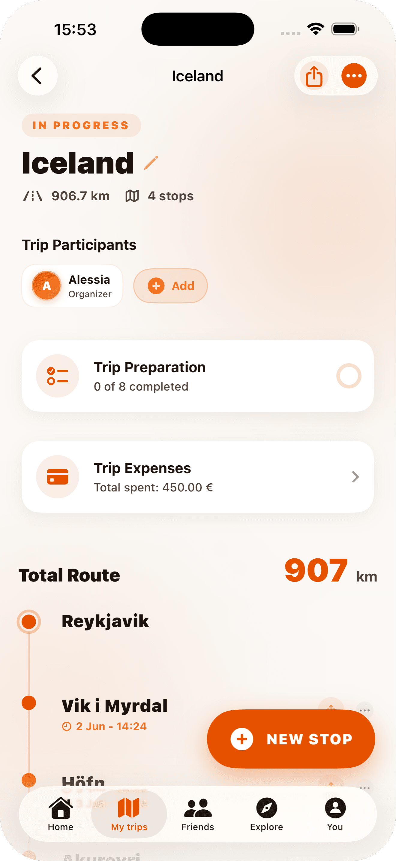Stradaly App Map Screen