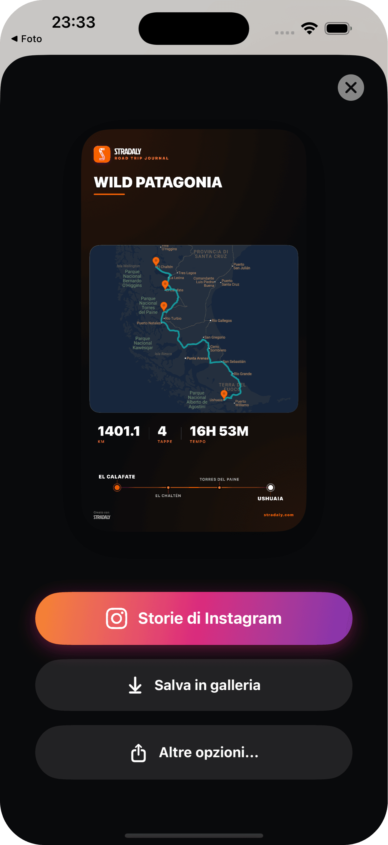 Stradaly App Social Sharing